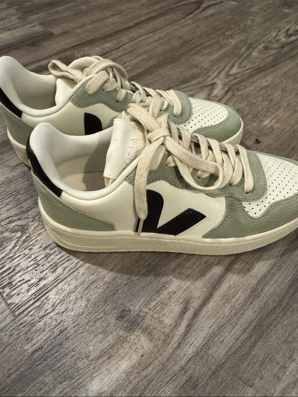 Veja Low-Top Sneakers in Cream, Sage & Black